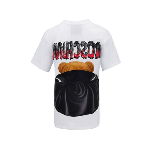 MOSCHINO 莫斯奇诺 女士棉质小熊徽标印花圆领短袖T恤 白色 0711 0540 1001 商品图2