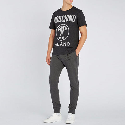 MOSCHINO 莫斯奇诺 男士棉质徽标印花休闲运动裤 灰色 0321 5227 1485 商品图3