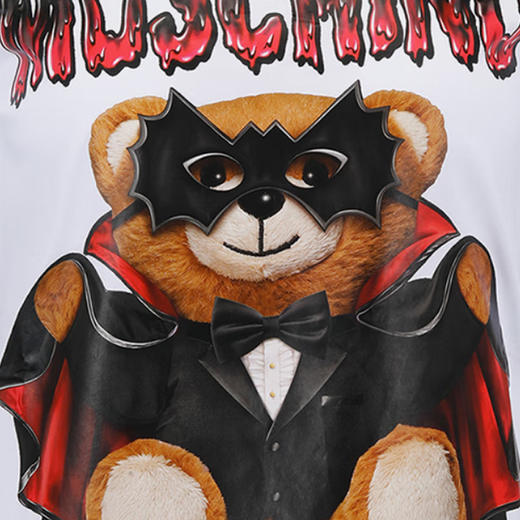 MOSCHINO 莫斯奇诺 女士棉质小熊徽标印花圆领短袖T恤 白色 0711 0540 1001 商品图3
