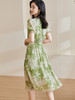米思阳2025夏季新款文艺印花收腰裙小众打揽显瘦雪纺连衣裙女1577 商品缩略图3