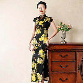 WX真丝旗袍桑蚕丝显瘦复古桑蚕丝真丝旗袍中国风改良春夏季夏款