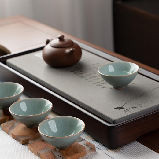 祥福寒食茶盘 现代纯天然乌金石高端家用干泡台茶台茶具茶海茶盘 商品图2