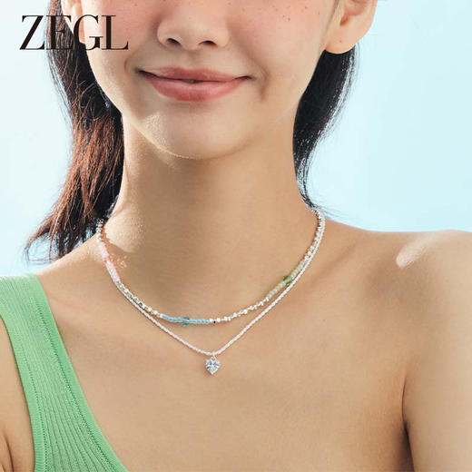 ZEGL设计师冰透小彩串彩色叠戴项链女轻奢小众锁骨链 商品图1