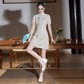 【服装鞋包】夏新款日常可穿赫本风连衣裙国风新中式改良短袖蕾丝旗袍