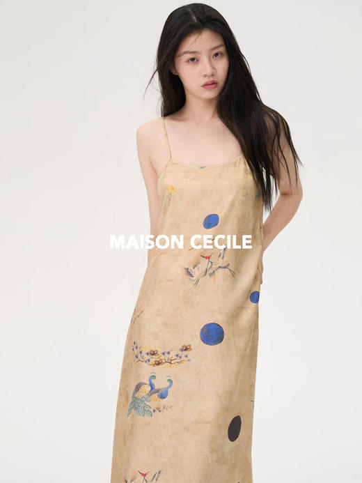 MAISON CECILE复古印花小众原创设计感真丝桑蚕丝吊带裙 商品图3