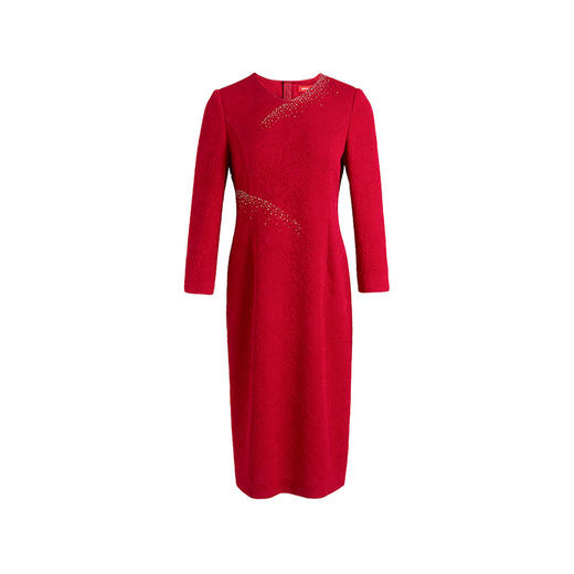 皮尔卡丹女装简约淑女修身华丽通勤长袖气质连衣裙P3114E3079T0 商品图3