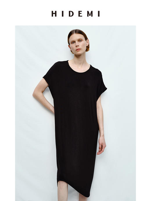 HIDEMI 度假系列极简圆领廓形云朵薄针织T恤连衣裙 商品图7