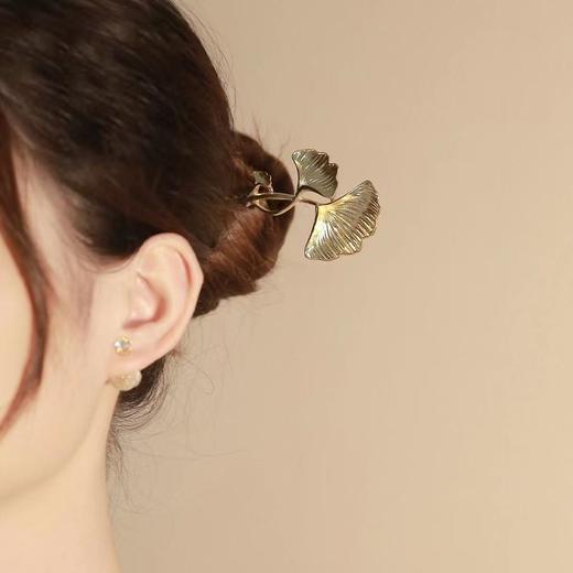 中国风气质银杏叶发簪高级感丸子头发饰古风优雅盘发簪子 商品图2