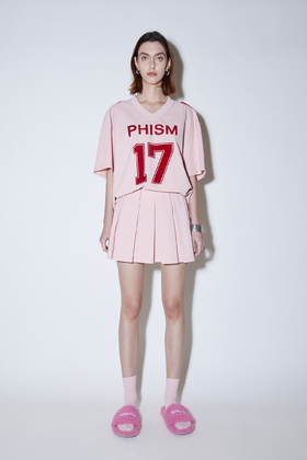 V领植绒印花T恤