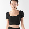【限时秒】YOGACODE火树银花/镂空美背前胸打褶可拆卸胸垫瑜伽短袖YCDS498 商品缩略图4