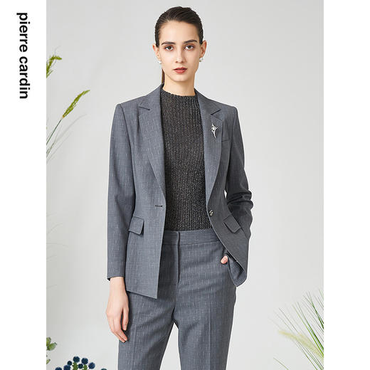 皮尔卡丹女装西服商务高级感羊毛亮葱商务上衣外套P3101U3044H0
 商品图3