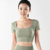 【限时秒】YOGACODE火树银花/镂空美背前胸打褶可拆卸胸垫瑜伽短袖YCDS498 商品缩略图2