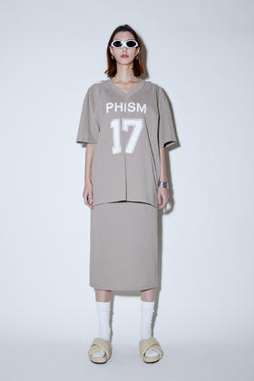 V领植绒印花T恤