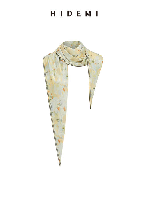 HIDEMI度假系列“夏日捕梦”限定款手绘印花几何三角形双面丝巾 商品图1