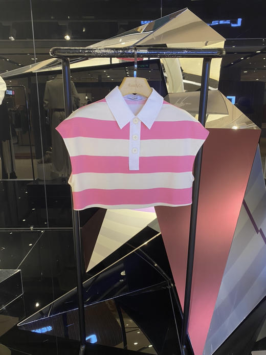 宽条纹落肩短T恤 商品图1