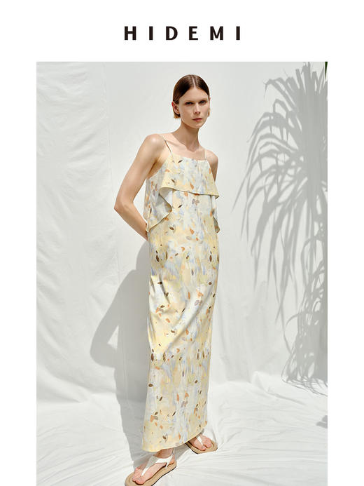 HIDEMI 度假系列“夏日捕梦”限定款手绘印花设计感飘逸吊带连衣裙 商品图2