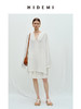 HIDEMI度假系列白色艺术感水洗亚麻阔型慵懒伞状三件套 衬衫/半身裙/中短裤 商品缩略图0