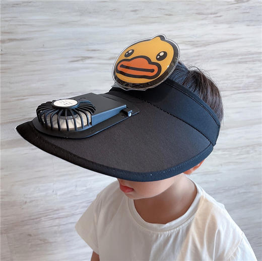 宝宝帽子夏季可充电带风扇遮阳帽男童女童防晒户外儿童大檐空顶帽 商品图4