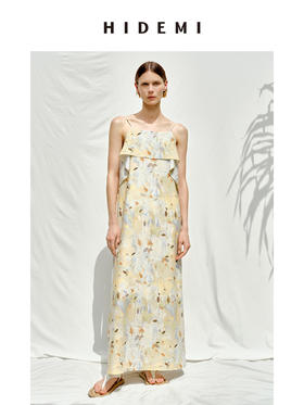 HIDEMI 度假系列“夏日捕梦”限定款手绘印花设计感飘逸吊带连衣裙
