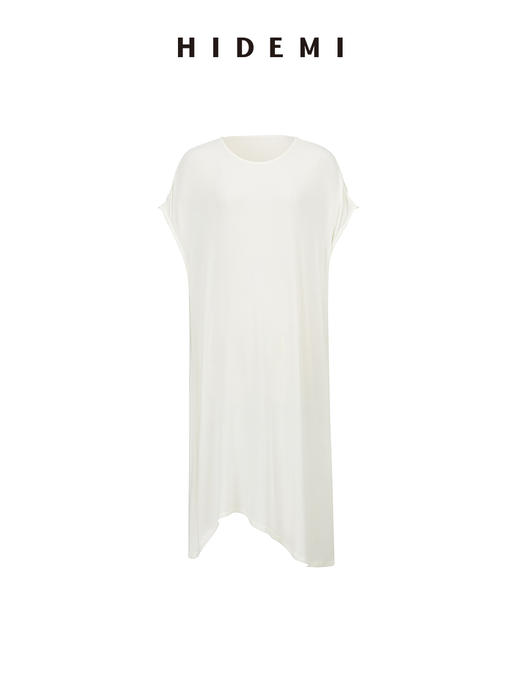 HIDEMI 度假系列极简圆领廓形云朵薄针织T恤连衣裙 商品图9