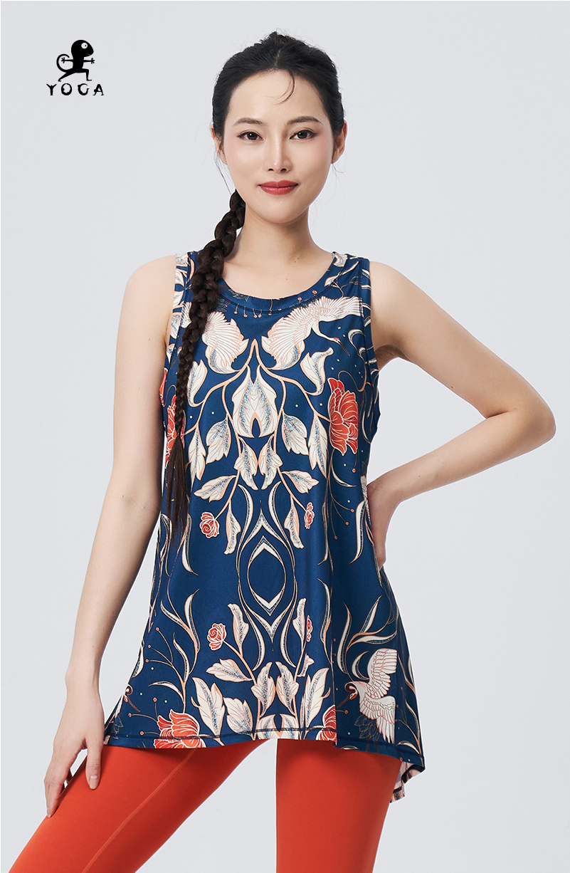 壁虎瑜伽【星鹤璀璨】速干透气印花罩衫（无胸垫）清仓不退不换