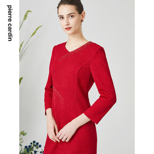 皮尔卡丹女装简约淑女修身华丽通勤长袖气质连衣裙P3114E3079T0 商品图2