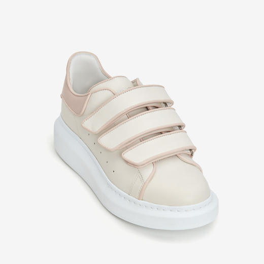 ALEXANDER MCQUEEN 亚历山大.麦昆 女士粉尾阔型三绑带休闲运动鞋 白色 721410 WHJE5 8705 商品图1