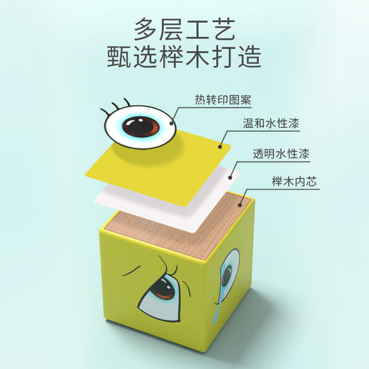 【早教益智玩具！眼力&四维大挑战】儿童木质双人对战，甄选榉木打造，温和水性漆，亲子互动，手眼协调，玩法简单，变脸表情魔方，带按铃，积木木制早教益智玩具 商品图1