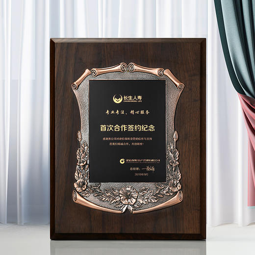 钢琴漆木质奖牌定制定做金属授权牌授权证书奖状荣誉加盟牌匾奖杯 商品图5