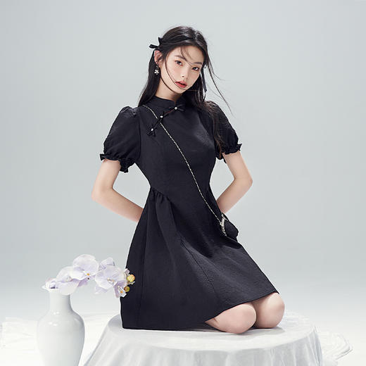 西遇国潮连衣裙女春季新款中国风改良复古旗袍裙D0120028 商品图0