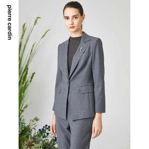 皮尔卡丹女装西服商务高级感羊毛亮葱商务上衣外套P3101U3044H0
 商品图1