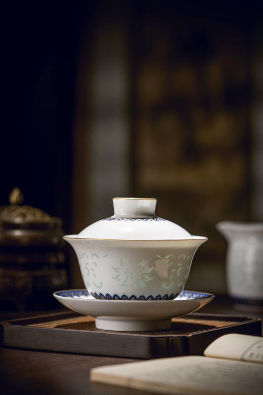 富玉 景德镇玲珑瓷组合功夫茶具鸿运连连盖碗茶具 商品图1