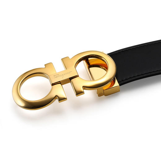 SALVATORE FERRAGAMO 男士黑色时尚金扣皮革腰带 67-5542-586940 商品图2