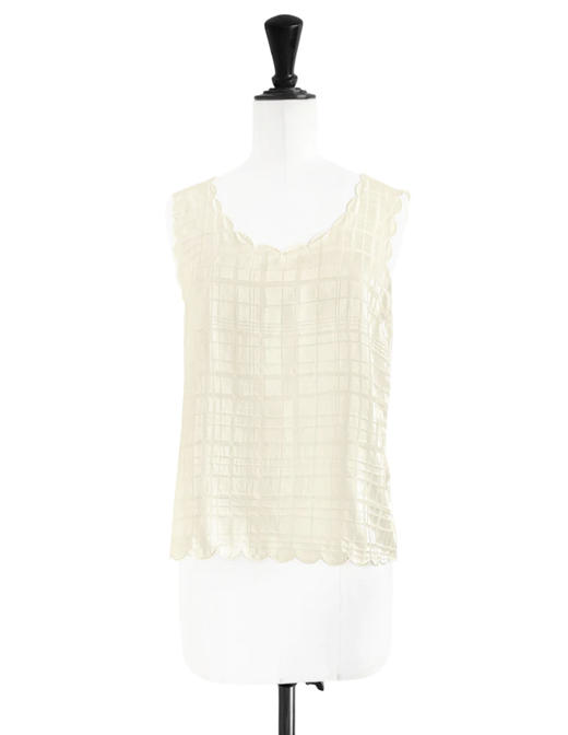 TYNVIE 波浪边车花背心 - 米白 商品图4