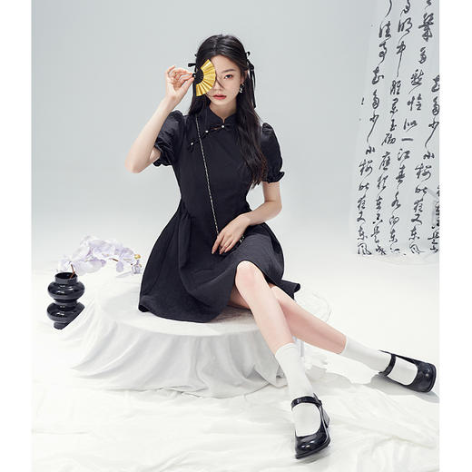 西遇国潮连衣裙女春季新款中国风改良复古旗袍裙D0120028 商品图4
