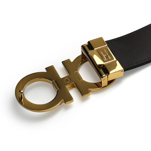 SALVATORE FERRAGAMO 男士黑色时尚金扣皮革腰带 67-5542-586940 商品图3