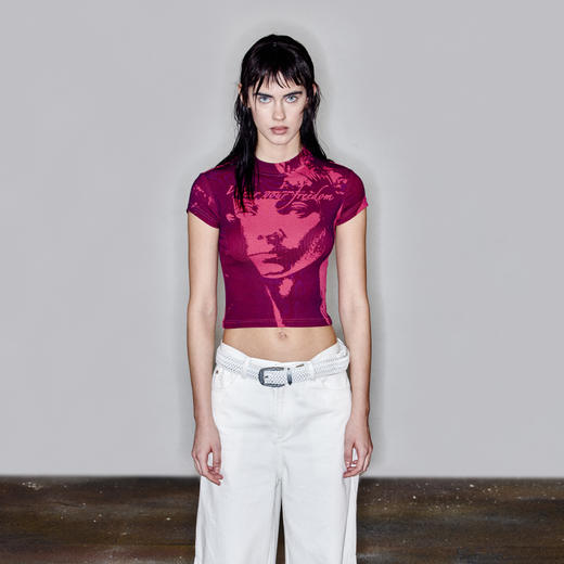 NUTH“凝视”｜复古印花T恤女夏季修身短款辣妹上衣 商品图0