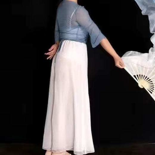 水墨古典舞长绸扇中国风加长灰蓝长绸扇渐变仿真丝古风舞蹈 商品图3