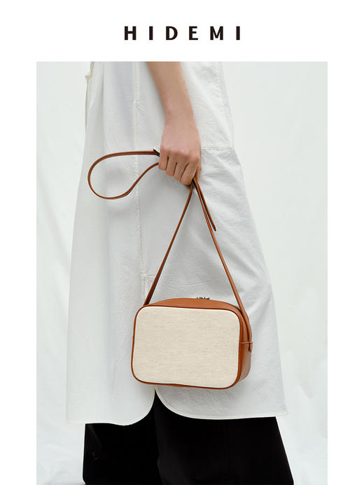 HIDEMI 度假系列帆布拼皮极简相机包 商品图0
