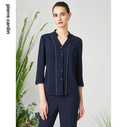 皮尔卡丹女装春季新款简约百搭淑女通勤衬衫P3100B3024N0
 商品图0