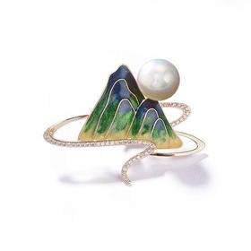 东方只此青绿珐琅千里江山图胸针女夏季气质高端配饰别针固定衣服