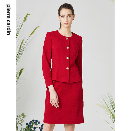 皮尔卡丹女装半身裙红色三醋酸高级感场合通勤包臀裙P3114S3013T0
 商品图2