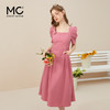 mc2方领连衣裙女收腰打褶口袋设计法式复古赫本风气质高级感长裙 商品缩略图2