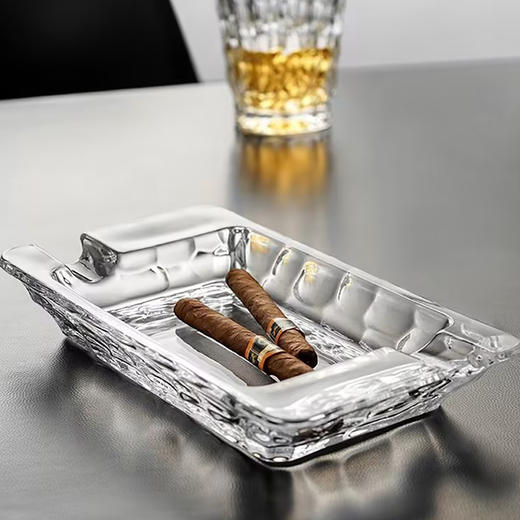 【清仓特惠3折】捷克进口BOHEMIA 波西米亚水晶玻璃 客厅厅办公室创意潮流雪茄烟灰缸 水立方烟灰缸22cm 商品图3