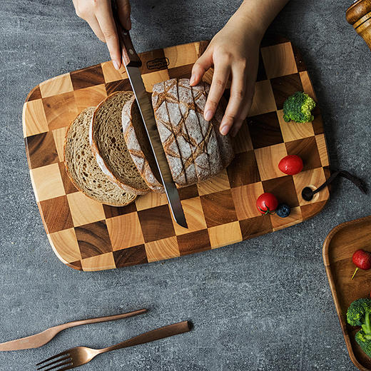 lcliving泰国相思木切菜板无漆无蜡家用实木棋盘格砧板厨房菜板 商品图1
