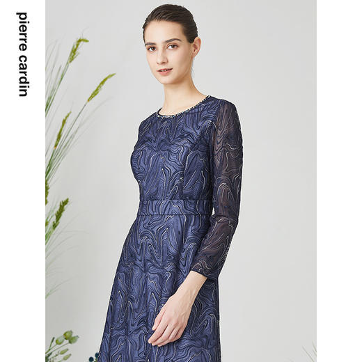 皮尔卡丹女装春季新款简约淑女蕾丝百搭连衣裙P3121E3048N0
 商品图3