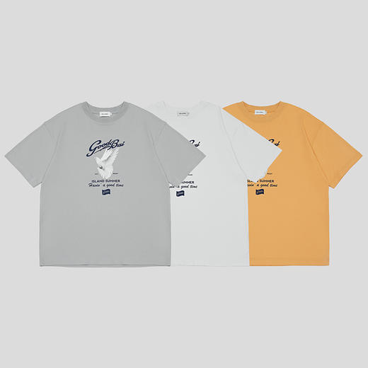 GOODBAI夏日白鸽印花oversize短袖T恤 商品图1