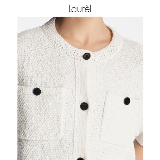 Laurel劳芮棉个性轻松带子纱箱型针织开衫LWL342M08100 商品图7
