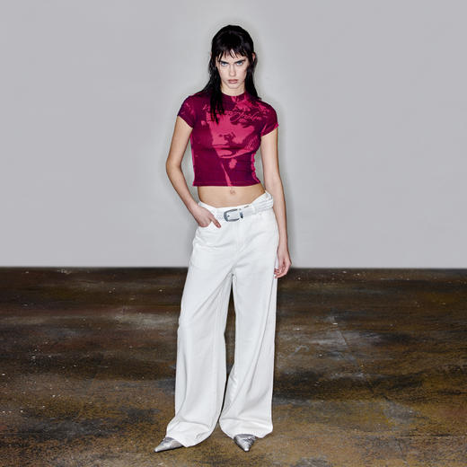 NUTH“凝视”｜复古印花T恤女夏季修身短款辣妹上衣 商品图4