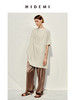 HIDEMI度假系列极简纽扣一字领水洗亚麻连衣裙上衣 商品缩略图4